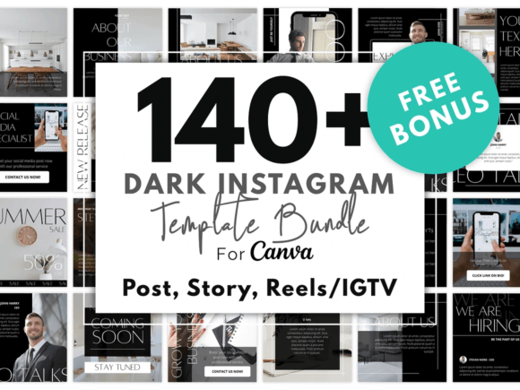 Download 140 Dark Instagram Template KIT BUNDLE - Insta Collection