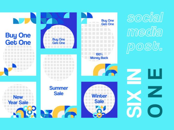 Download 6 Media Social Templates Blue Themes V1 - Social Collection