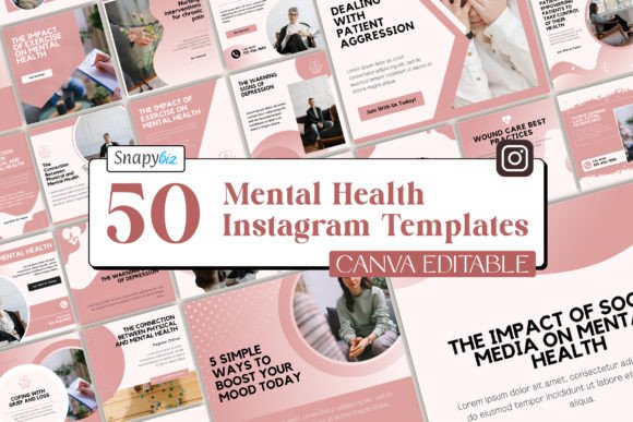 Download Mental Health Instagram Canva Templates - Insta Collection