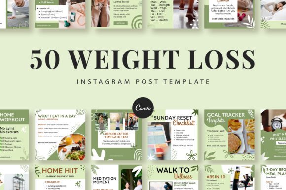 Download Weight Loss Instagram Canva Templates - Insta Collection