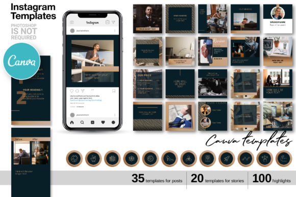 Download Dark Blue CANVA Instagram Template 69 - Insta Collection