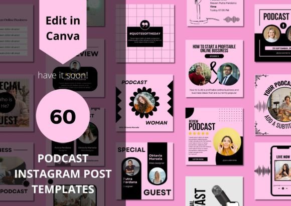 Download 60 Podcast Social Media Canva Templates - Social Collection