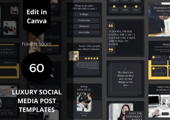 Download 60 Luxury Social Media Canva Templates - Social Collection