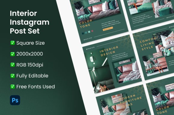 Download Modern Interior Instagram Post Set - Insta Collection