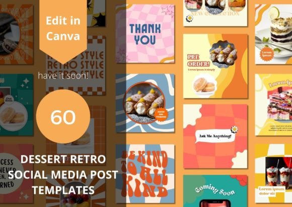 Download 60 Dessert Retro Social Media Templates - Social Collection