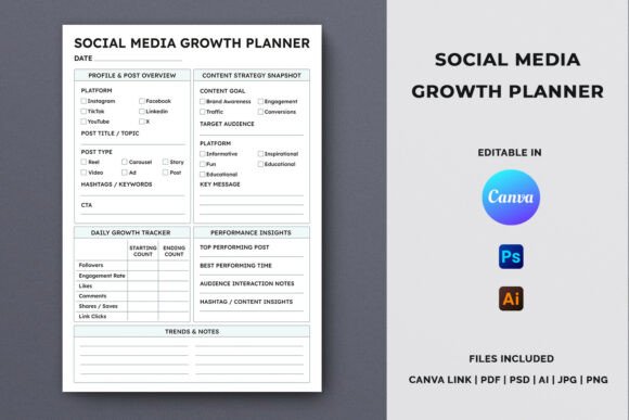 Download Social Media Growth Planner Template - Social Collection