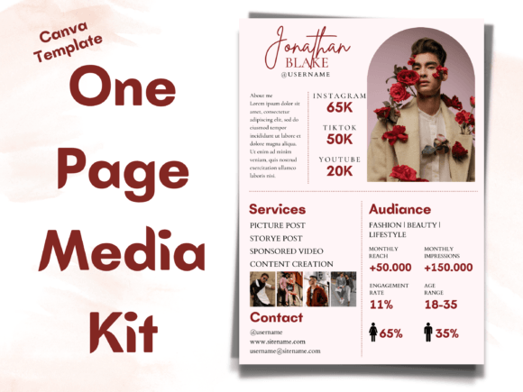 Download One Page Media Kit for Influencers - Page Collection