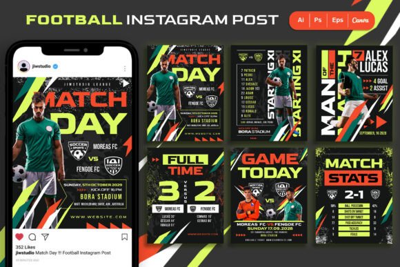 Download Green &amp; Orange | Football Instagram Post - Insta Collection