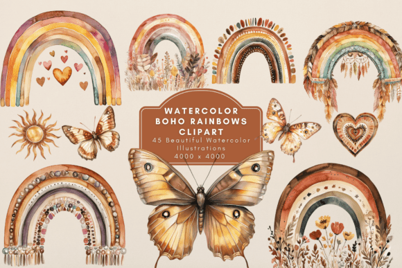 Download Boho Rainbow Clipart - Boho Collection