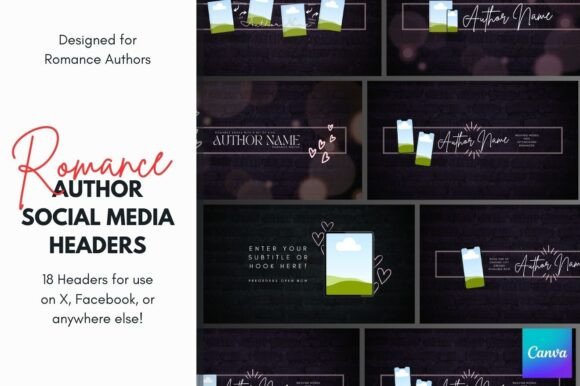Download Romance Author Social Headers for Canva - Social Collection